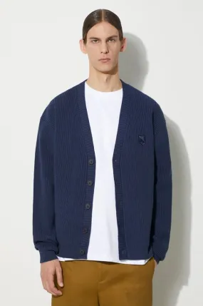 Neil Barrett cardigan Bold Fox Head Patch Comfort Ribbed Cardigan men’s navy blue color MM00506KT1098