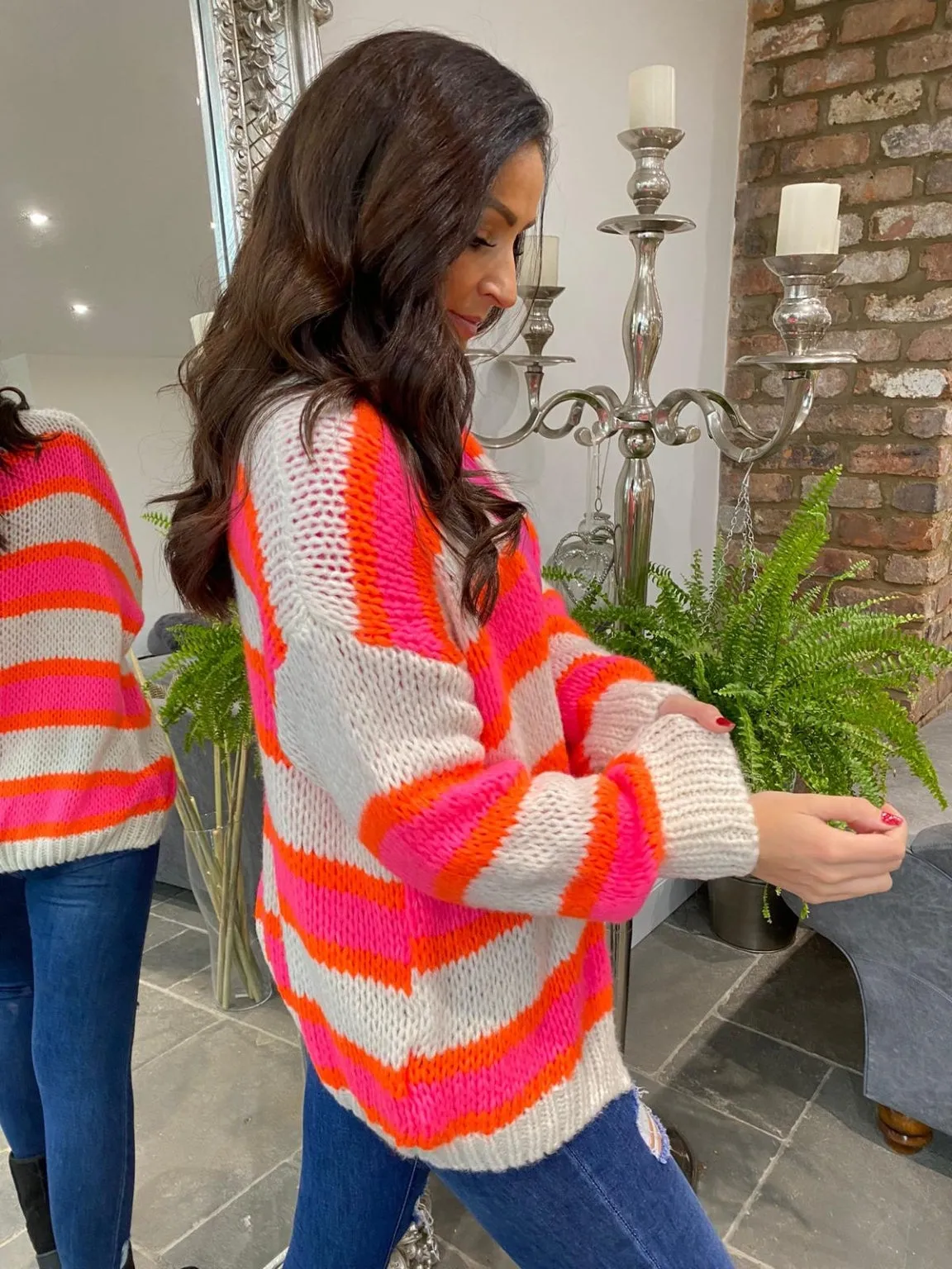 Neon Stripe Knitted Cardigan Louise