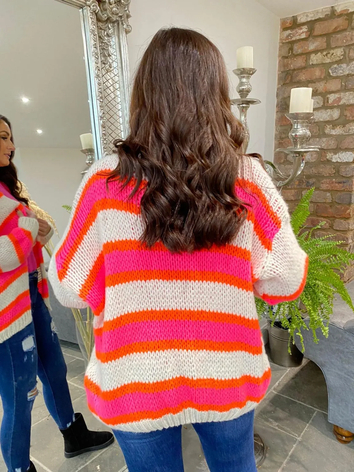 Neon Stripe Knitted Cardigan Louise