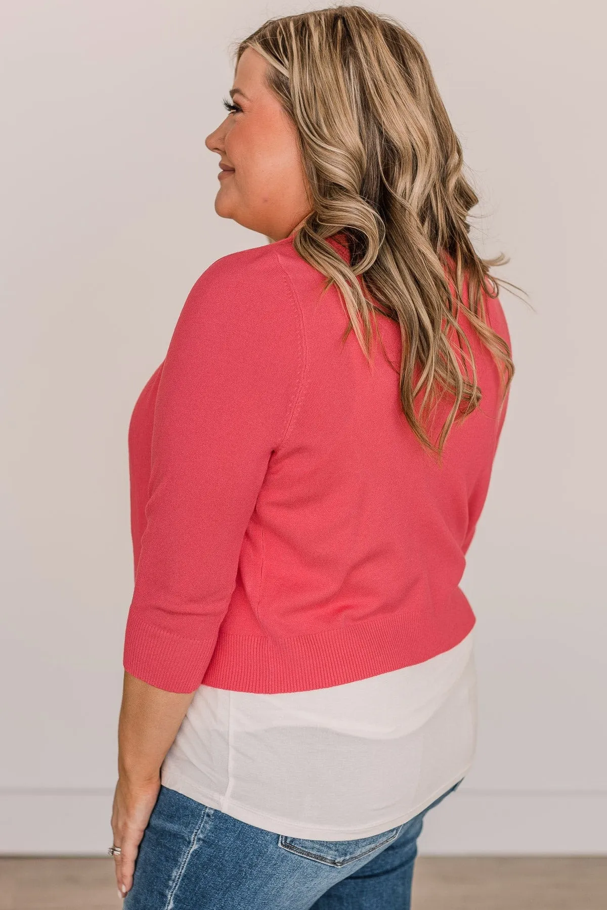 Never Miss A Beat Cropped Cardigan- Coral