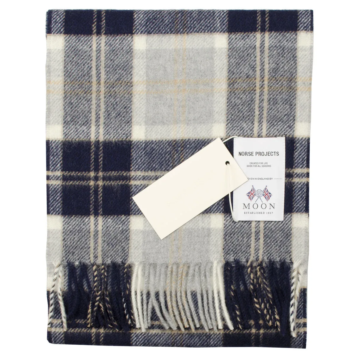 Norse Projects - Moon Checked Lambswool Scarf - Navy