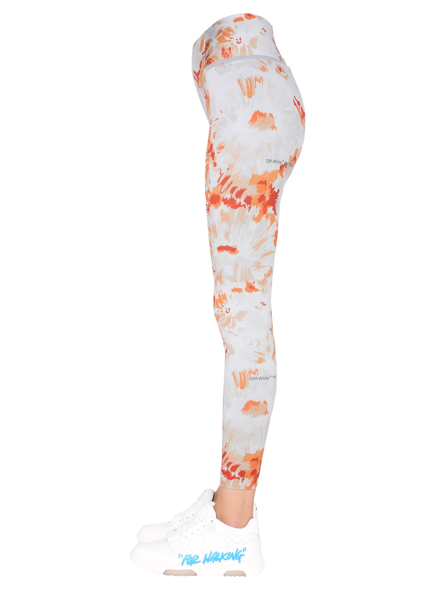 OFF-WHITE    JERSEY LEGGINGS WITH CHINE FLOWERS PATTERN