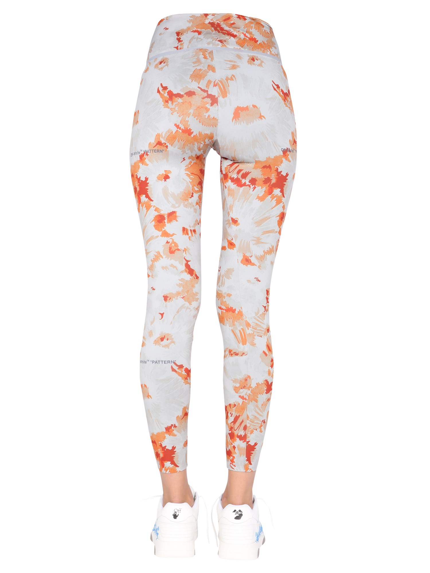 OFF-WHITE    JERSEY LEGGINGS WITH CHINE FLOWERS PATTERN