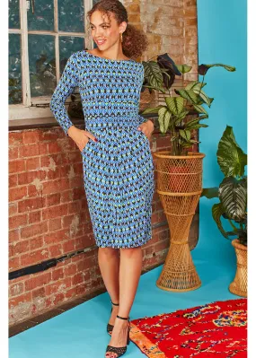 Onjenu Sydney Dream 70's Pencil Dress Blue