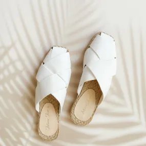 ORCHID White Weaved Canvas Abaca Mules