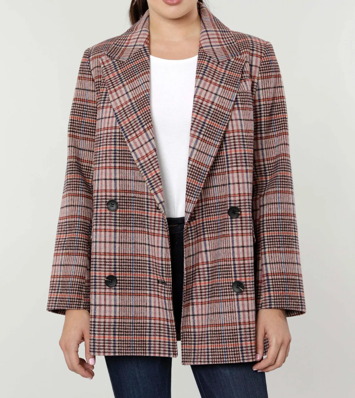 Oversized Plaid Double Breasted Blazer