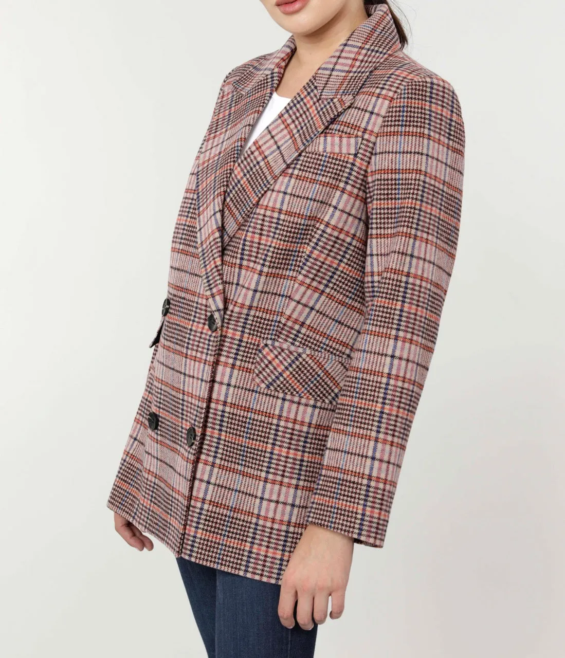 Oversized Plaid Double Breasted Blazer