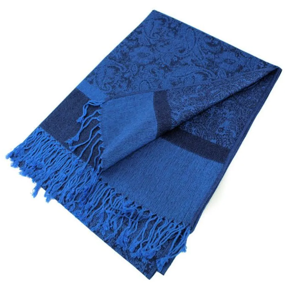 Pashmina Paisley Scarf Shawl Navy/turquoise #118