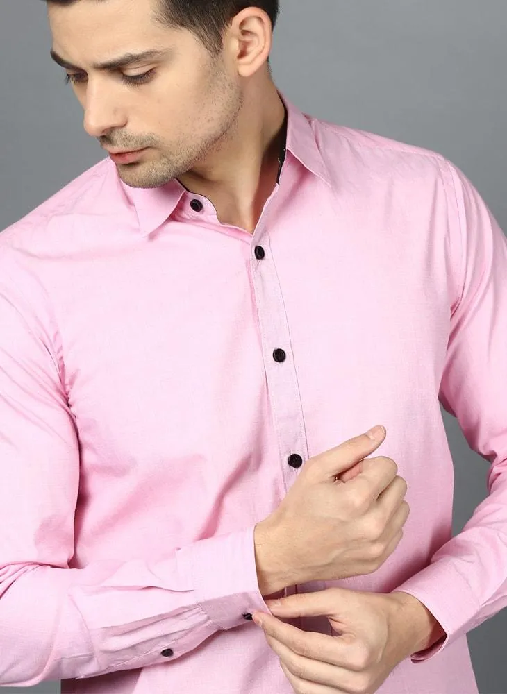 Pastel Pink Button down Shirt with Contrast Buttons