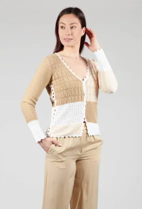 Patched Crochet Cardigan in Jojoba