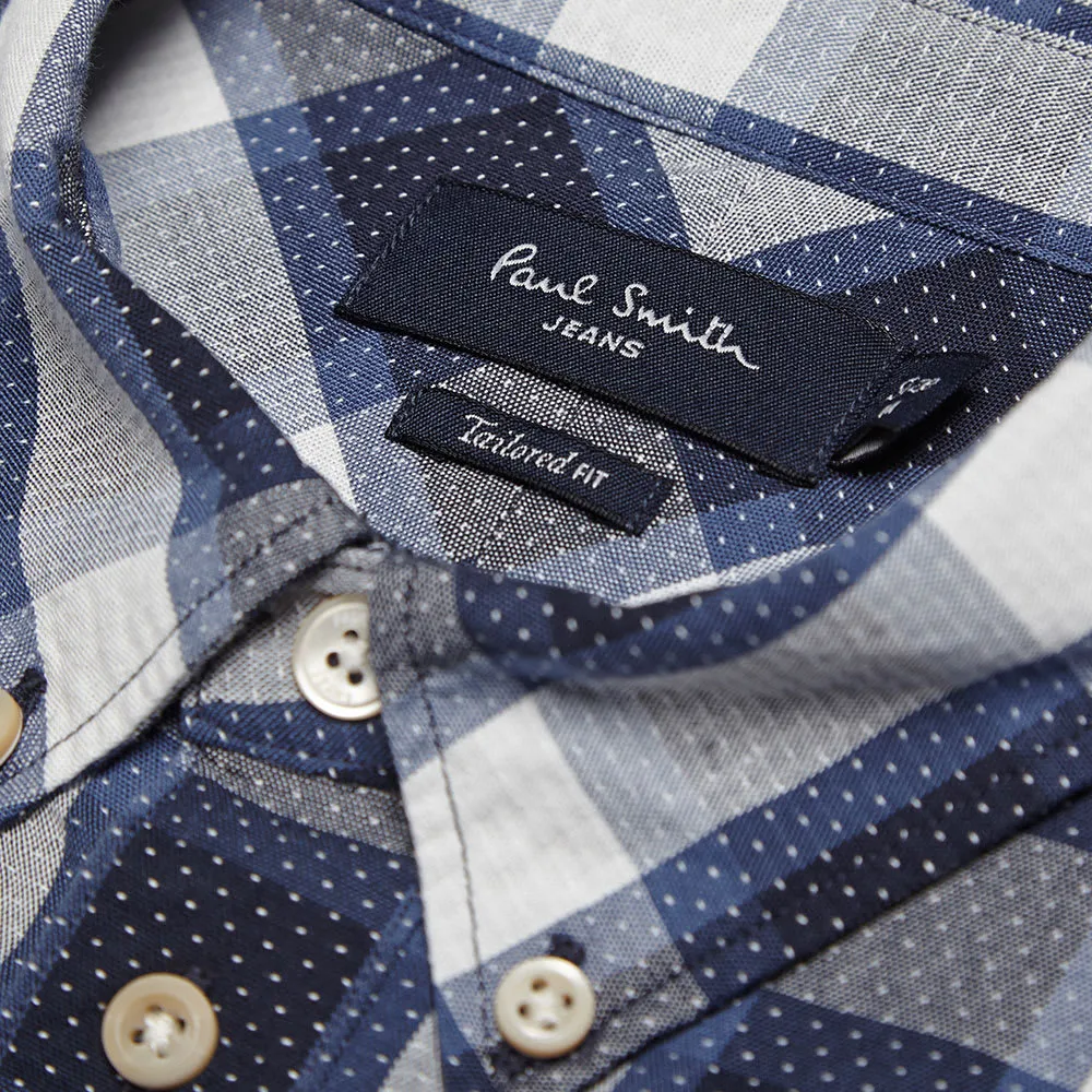 Paul Smith Jacquard Check Button Down ShirtNavy & White