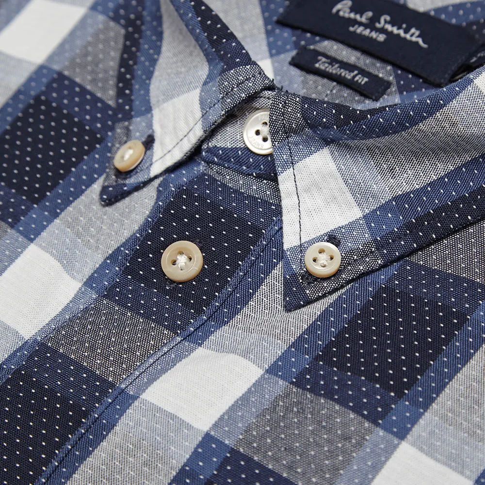 Paul Smith Jacquard Check Button Down ShirtNavy & White