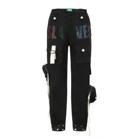 PCCVISION SLAVES RHINESTONE PANTS