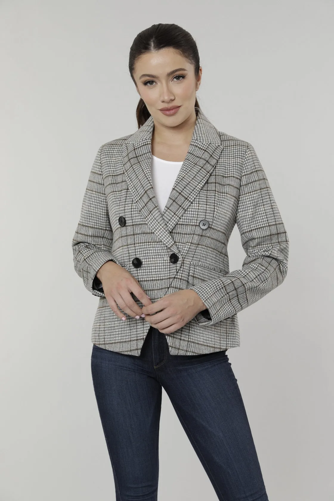 Plaid Double Breasted Blazer