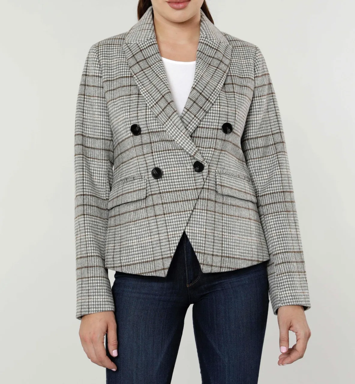 Plaid Double Breasted Blazer