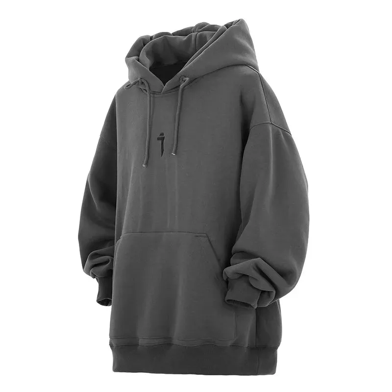 Plain Color Knit Style Pullover Hoodie