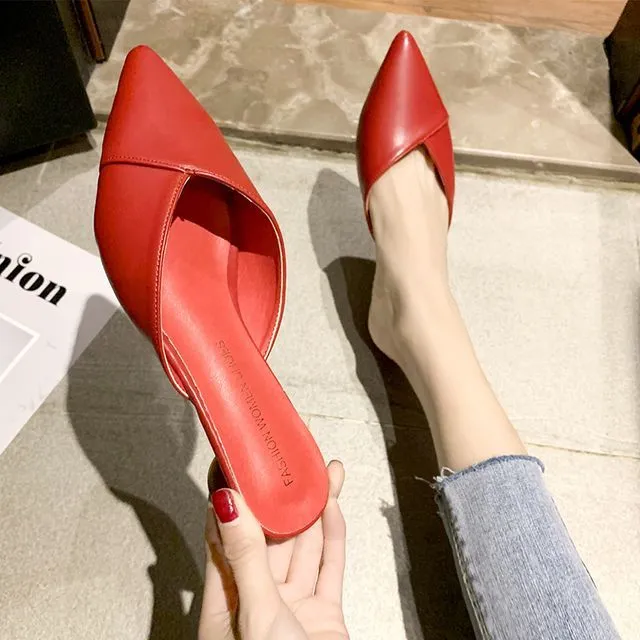 Pointed Low Heel Mules cc8