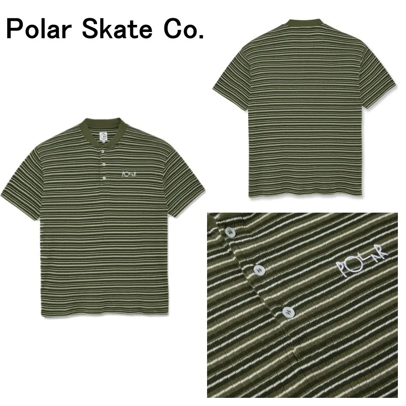 Polar Skate Co  |Pullovers Stripes Henry Neck Cotton Short Sleeves Logo