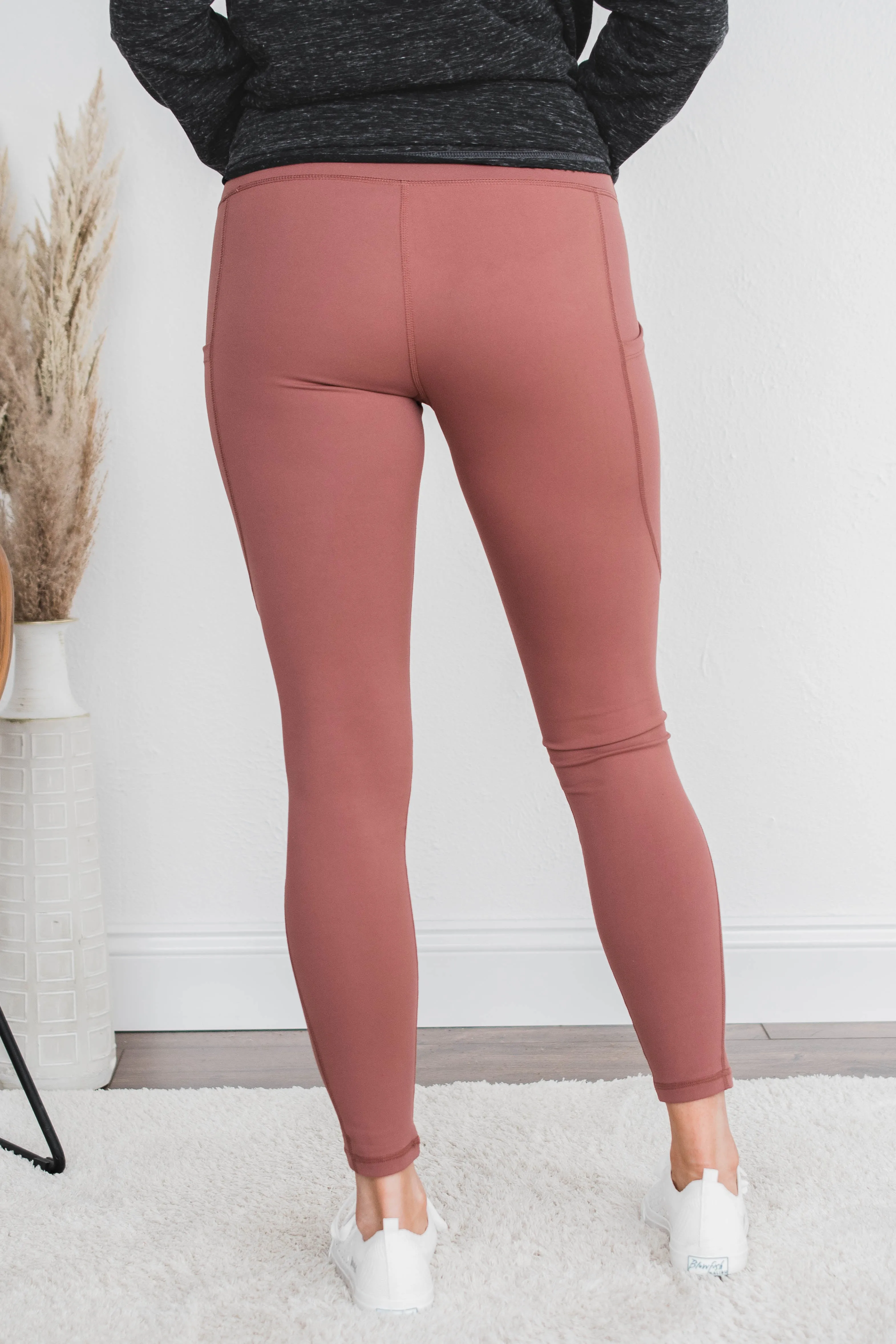 Pulse Basics Jump Right In Athleisure Leggings- Terracotta