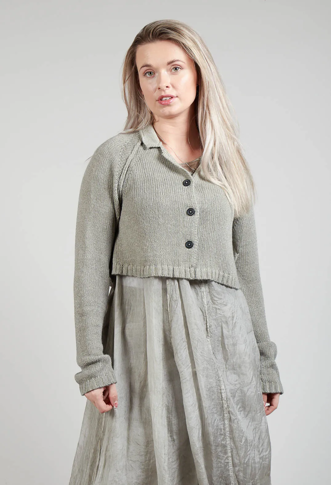 Ribbed Cardigan in Hay Cloud