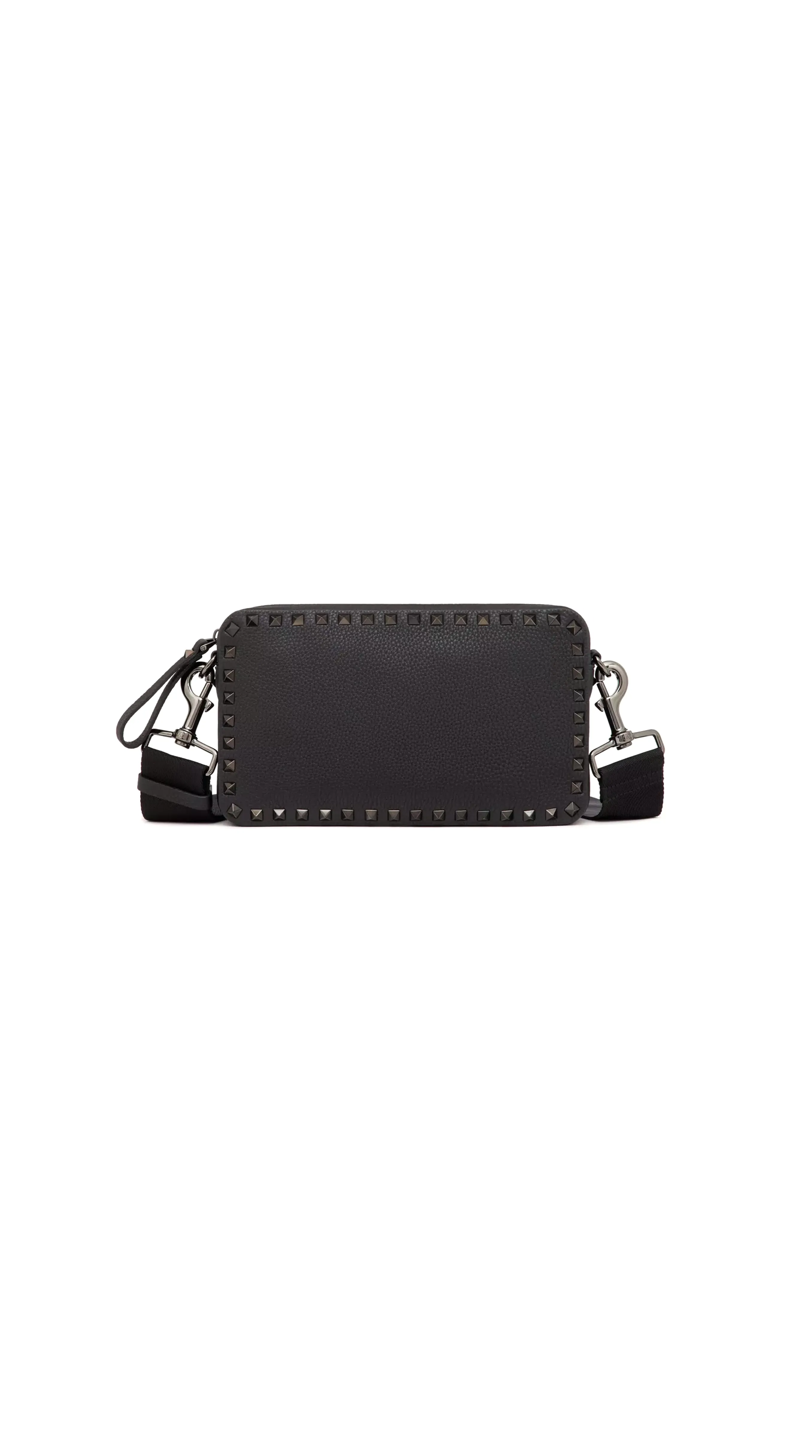 Rockstud Grainy Calfskin Crossbody Bag - Black