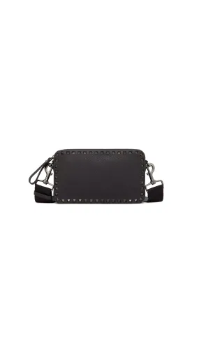 Rockstud Grainy Calfskin Crossbody Bag - Black