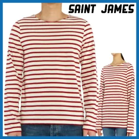 SAINT JAMES  |Stripes Street Style U-Neck Long Sleeves Cotton