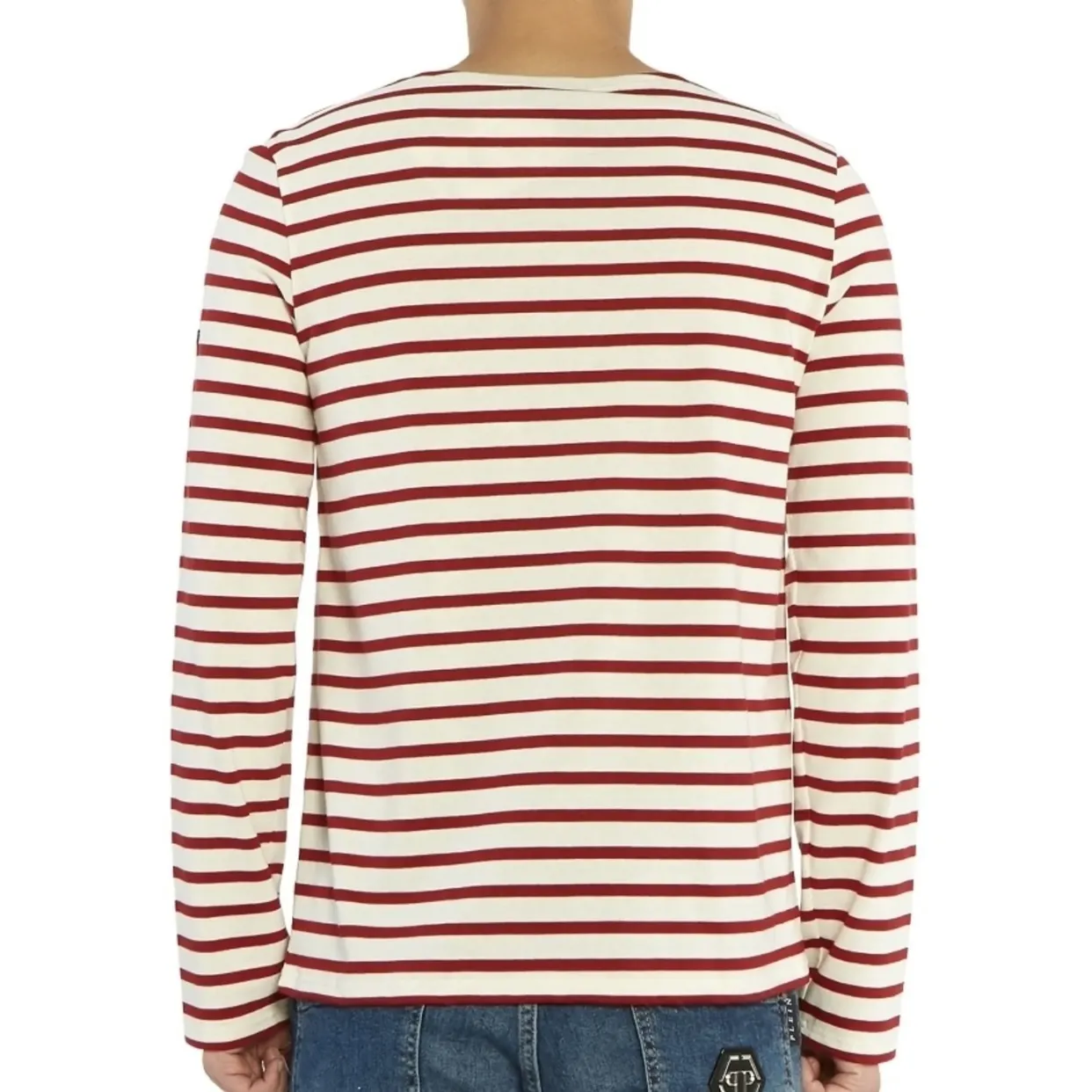 SAINT JAMES  |Stripes Street Style U-Neck Long Sleeves Cotton