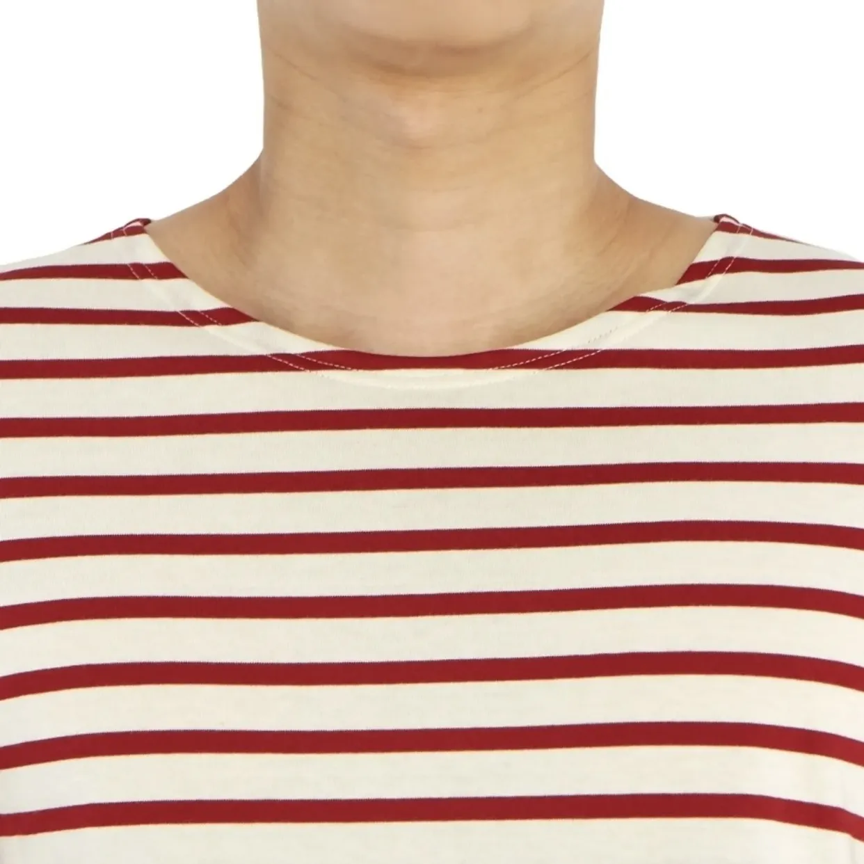 SAINT JAMES  |Stripes Street Style U-Neck Long Sleeves Cotton