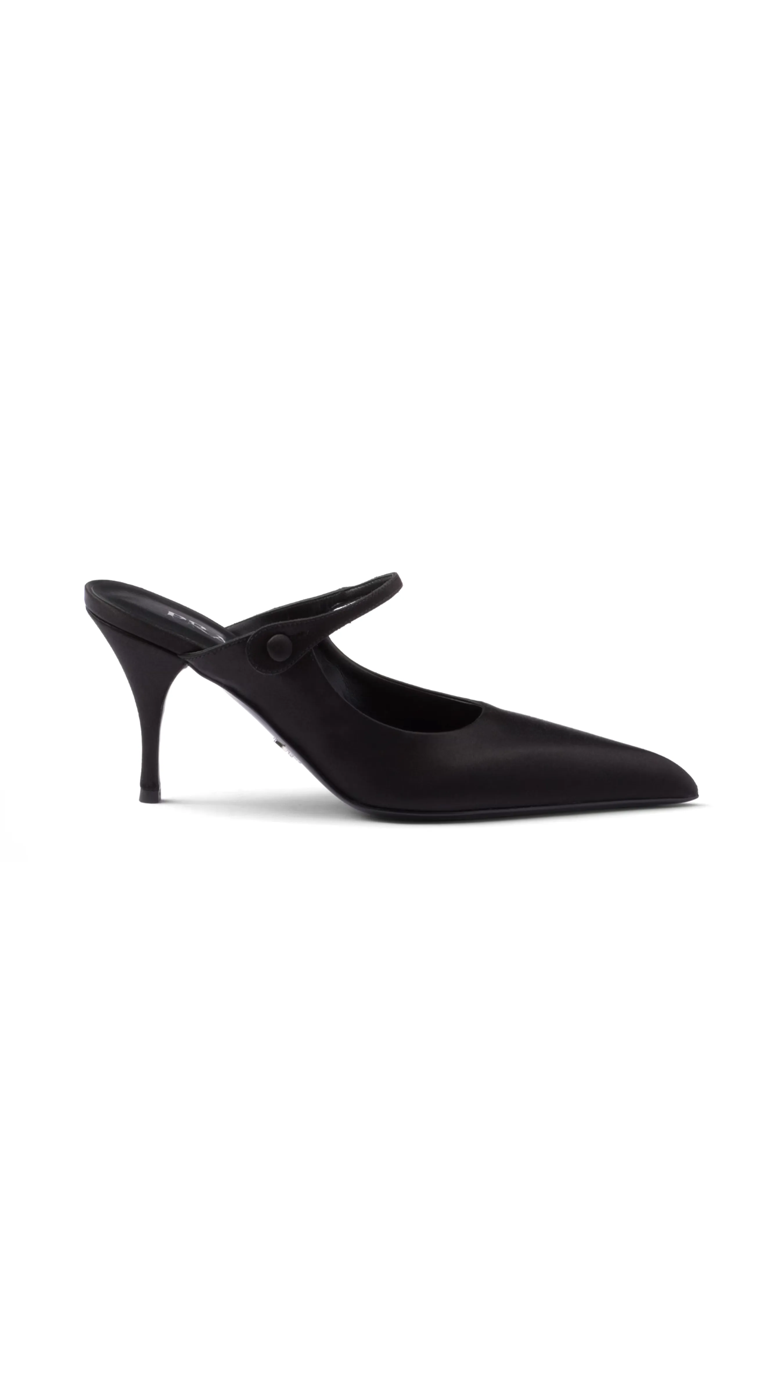 Satin High-heeled Mules - Black