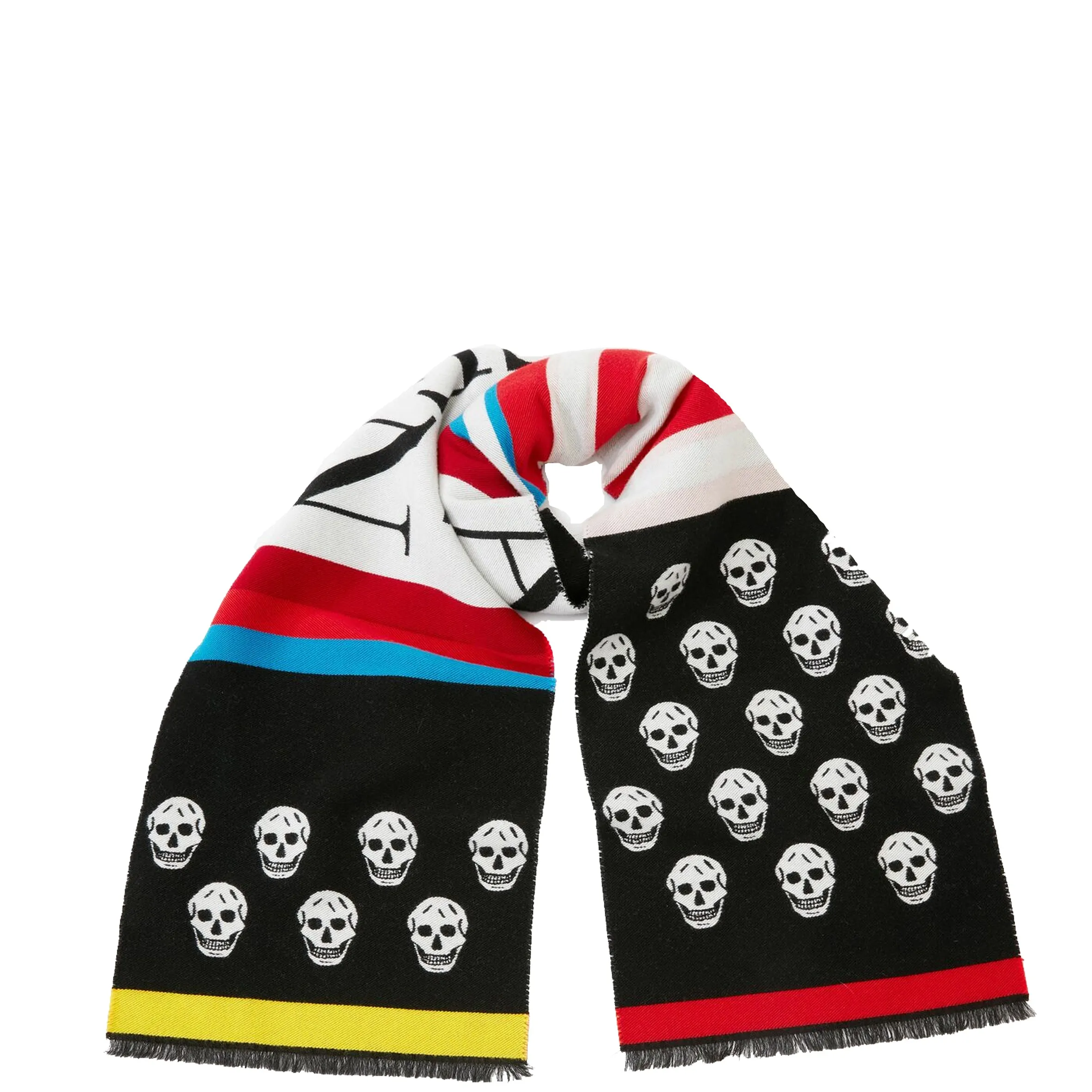 Skull and Stripes Logo Scarf, Black/Grey