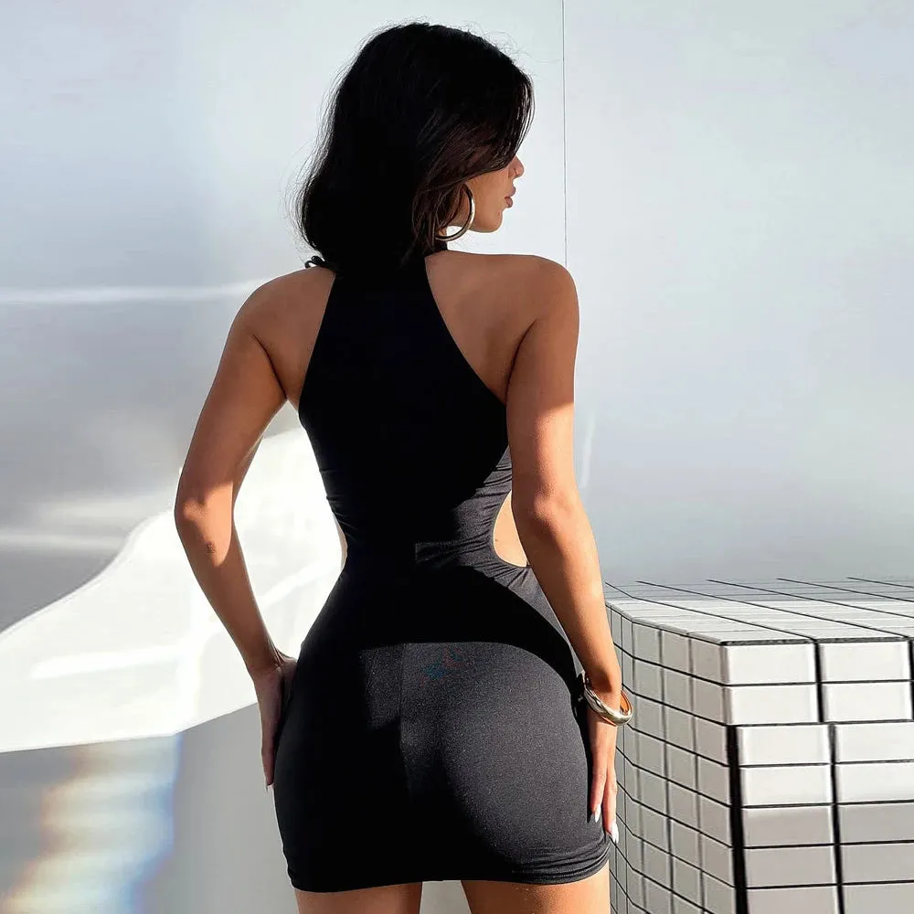 Sleeveless Cut Out Backless Bodycon Mini Dress