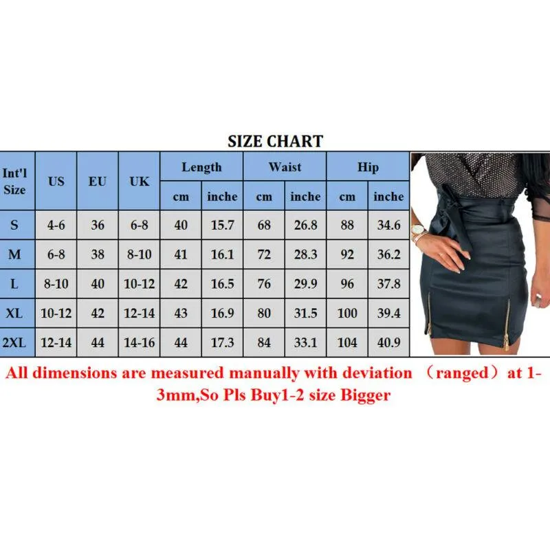 Slim High Waist Split Office PU Leather Pencil Bodycon Mini Skirt