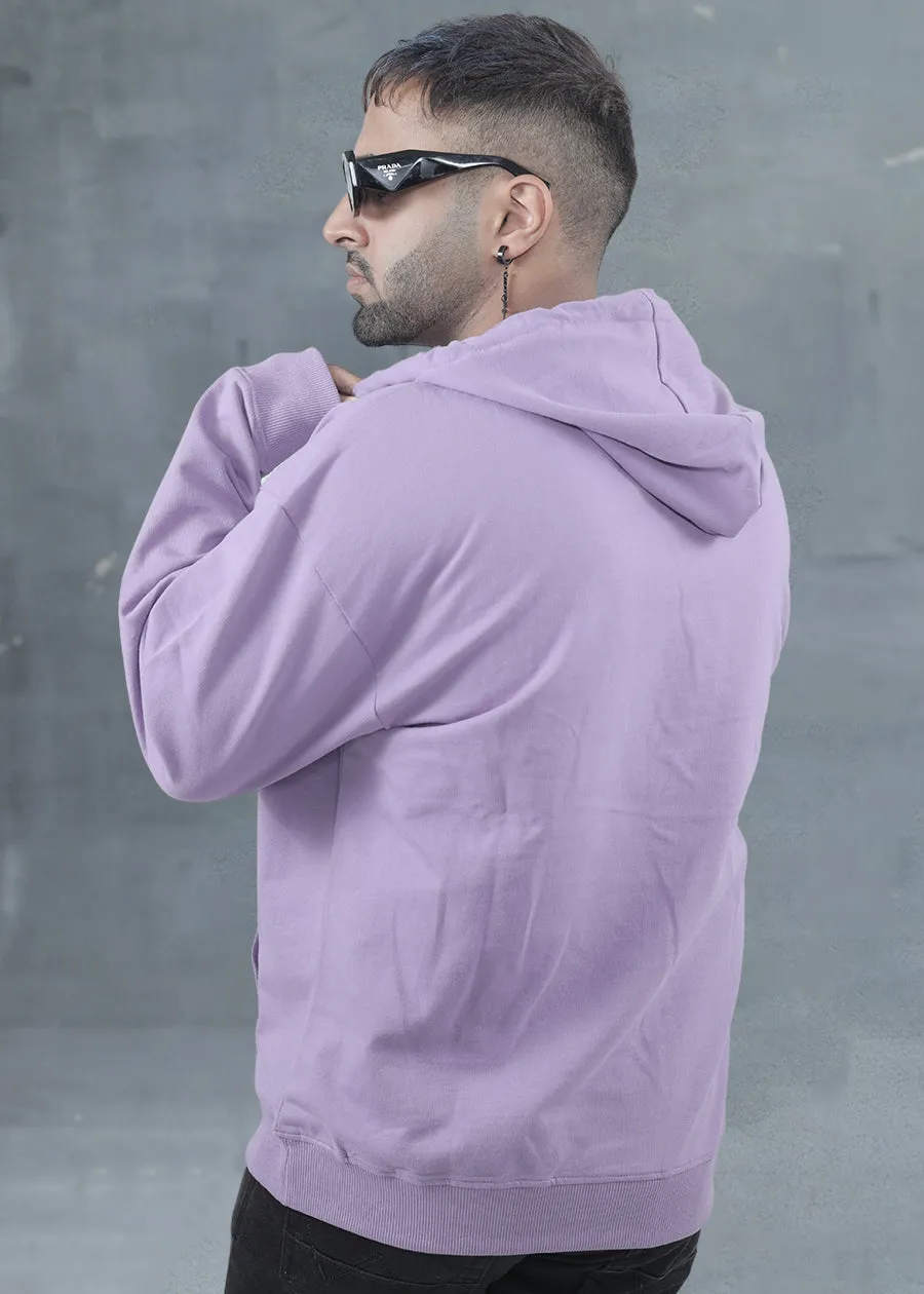 Solid Men Drop Shoulder Premium Terry Hoodie - Lilac