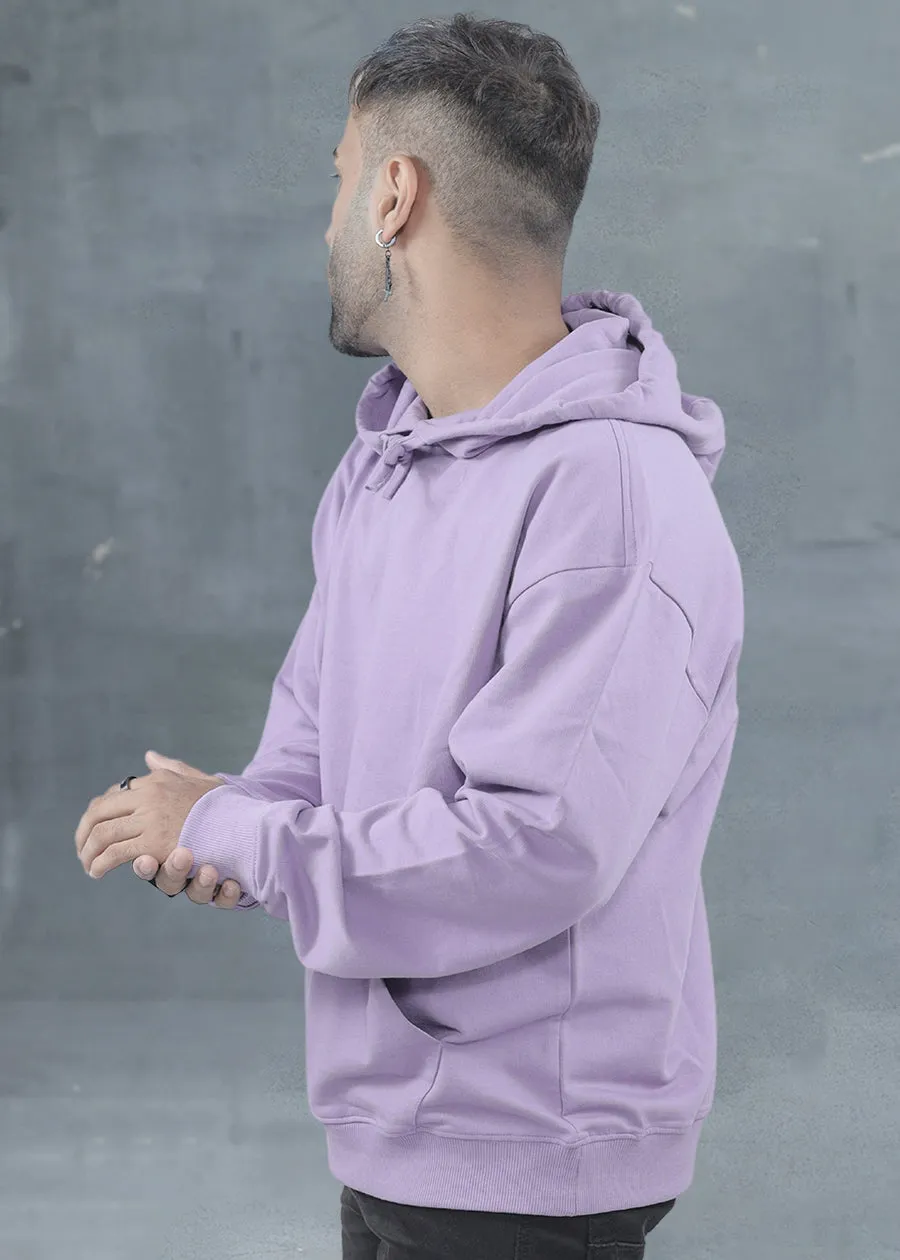 Solid Men Drop Shoulder Premium Terry Hoodie - Lilac