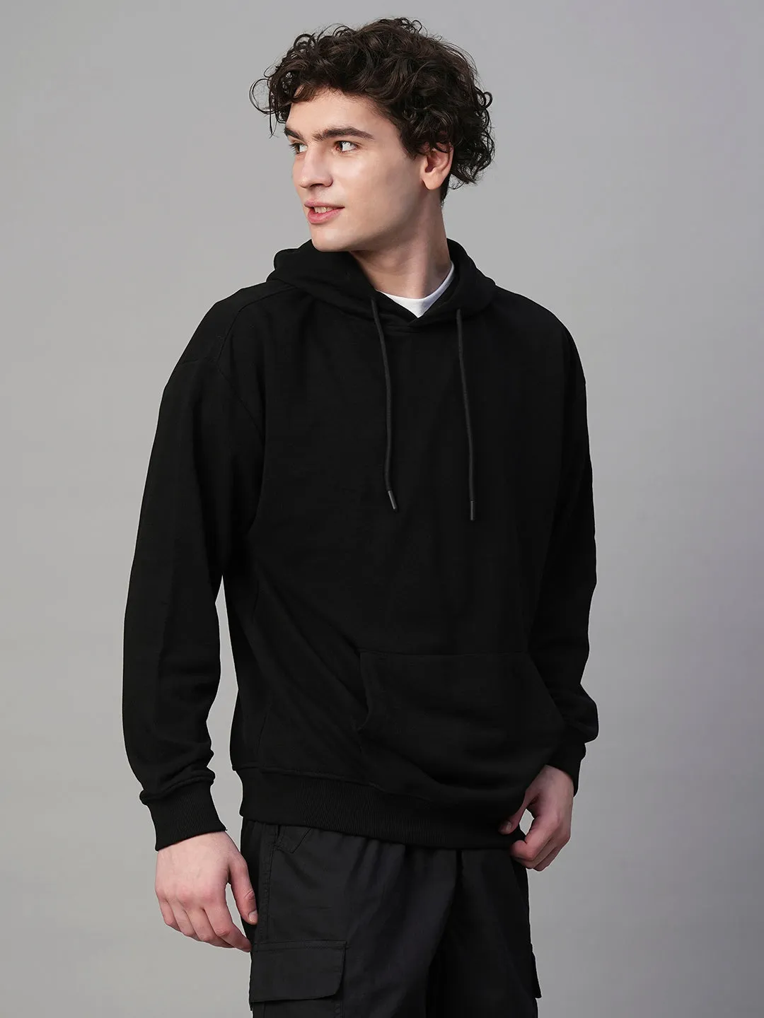 Solid Men Drop Shoulder Premium Terry Hoodie