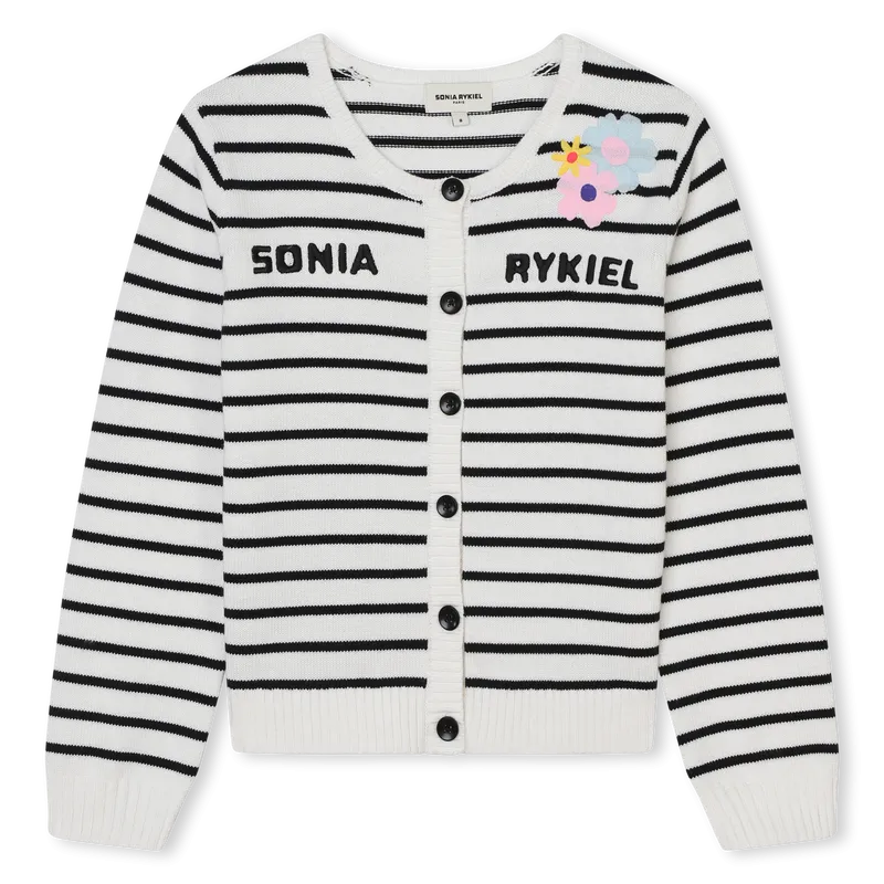 Sonia Rykiel Striped Cardigan w/ Logo Embroidery