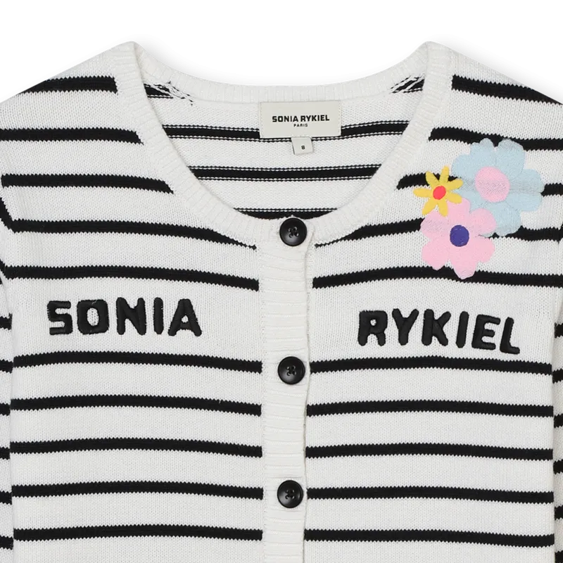 Sonia Rykiel Striped Cardigan w/ Logo Embroidery