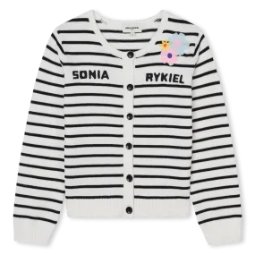 Sonia Rykiel Striped Cardigan w/ Logo Embroidery