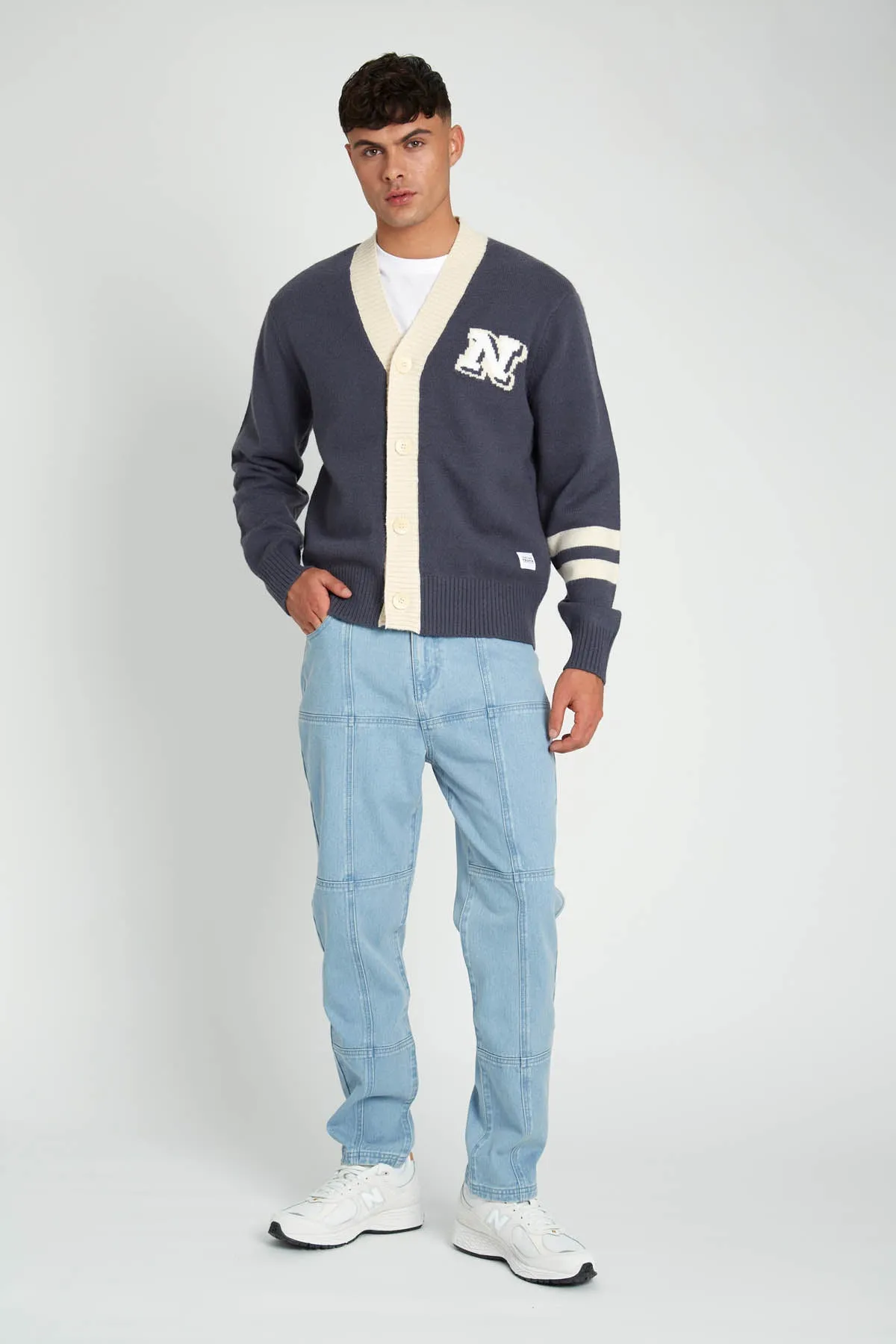 STADEL RELAXED FIT KNITTED VARSITY CARDIGAN