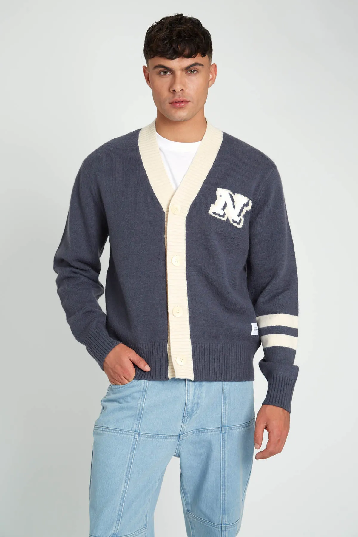 STADEL RELAXED FIT KNITTED VARSITY CARDIGAN