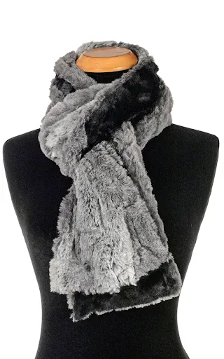 Stormy Night with Cuddly Black Luxury Faux Fur Scarf