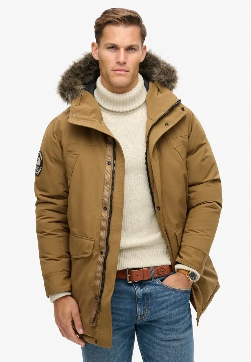 Superdry Everest Faux Fur Parka Jacket Kangaroo Brown