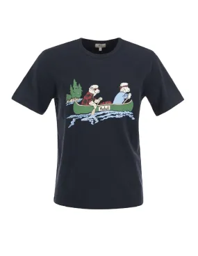 T-shirt Woolrich uomo Animated Sheep TE0095 blu scuro PE23