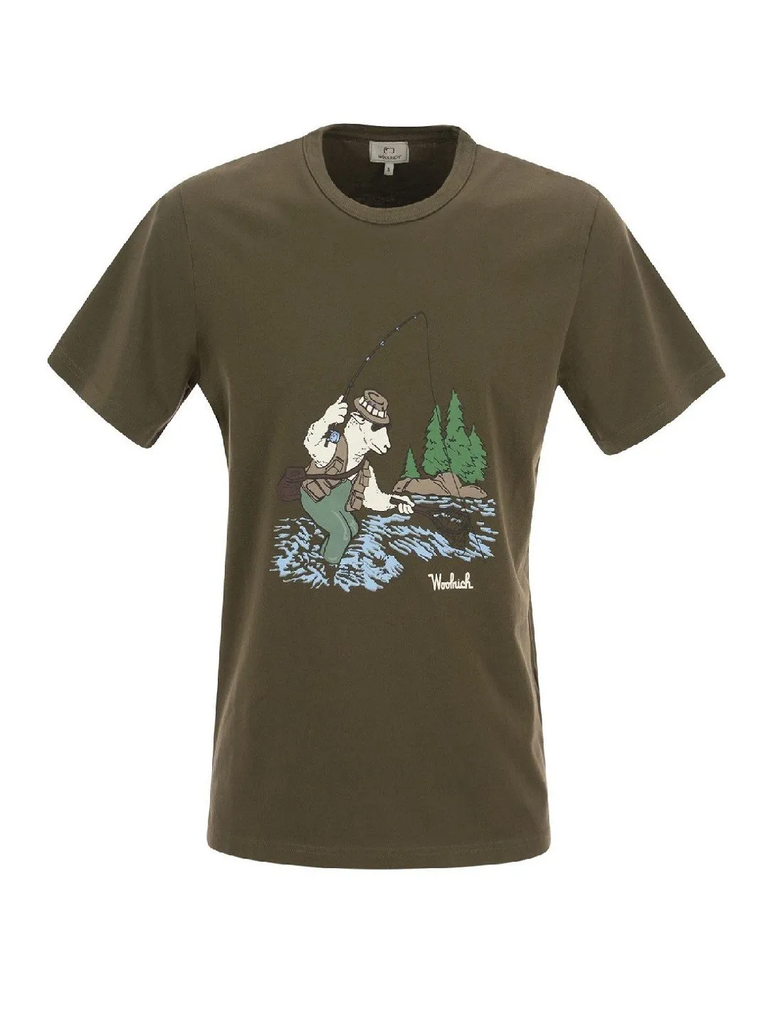 T-shirt Woolrich uomo Animated Sheep TE0095 verde PE23