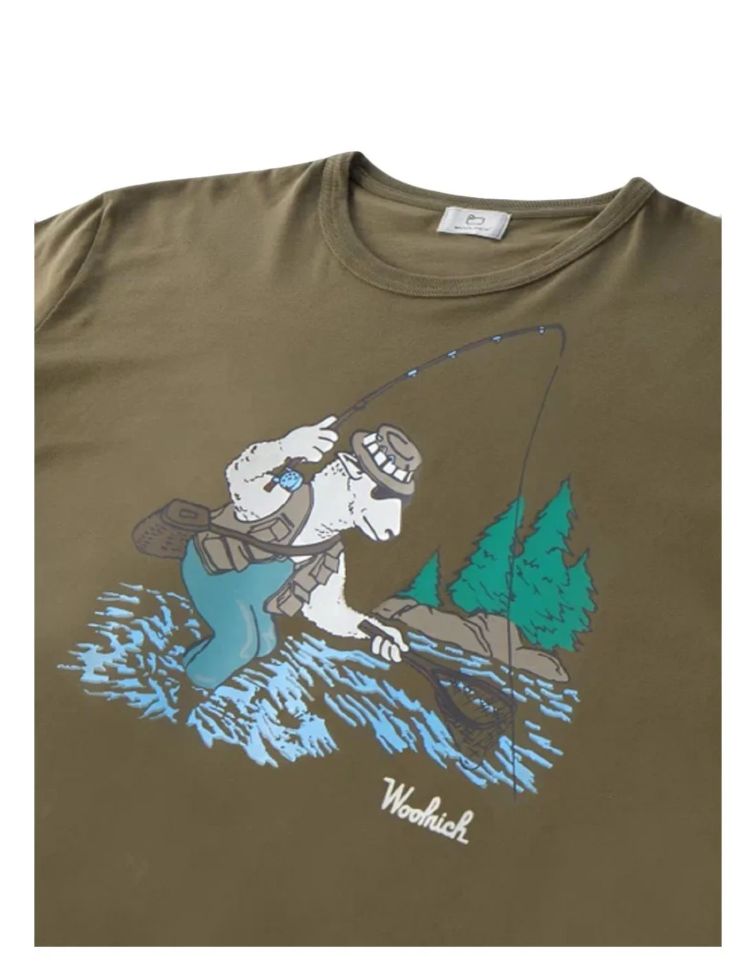 T-shirt Woolrich uomo Animated Sheep TE0095 verde PE23