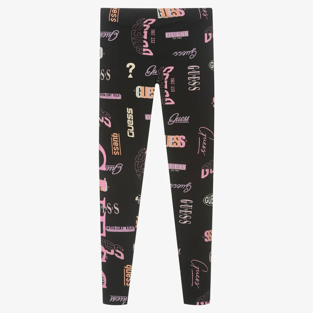 Teen Girls Black & Pink Leggings