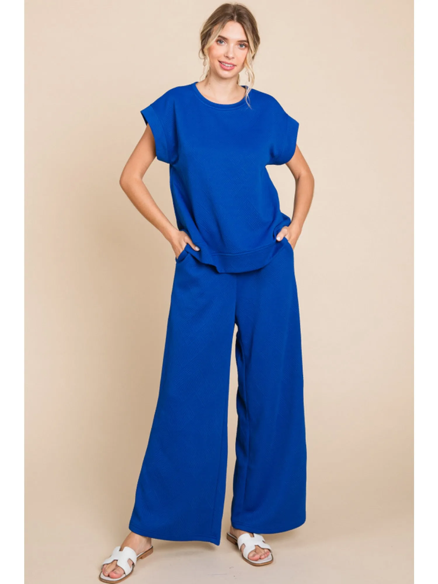 Textured Pants in Royal