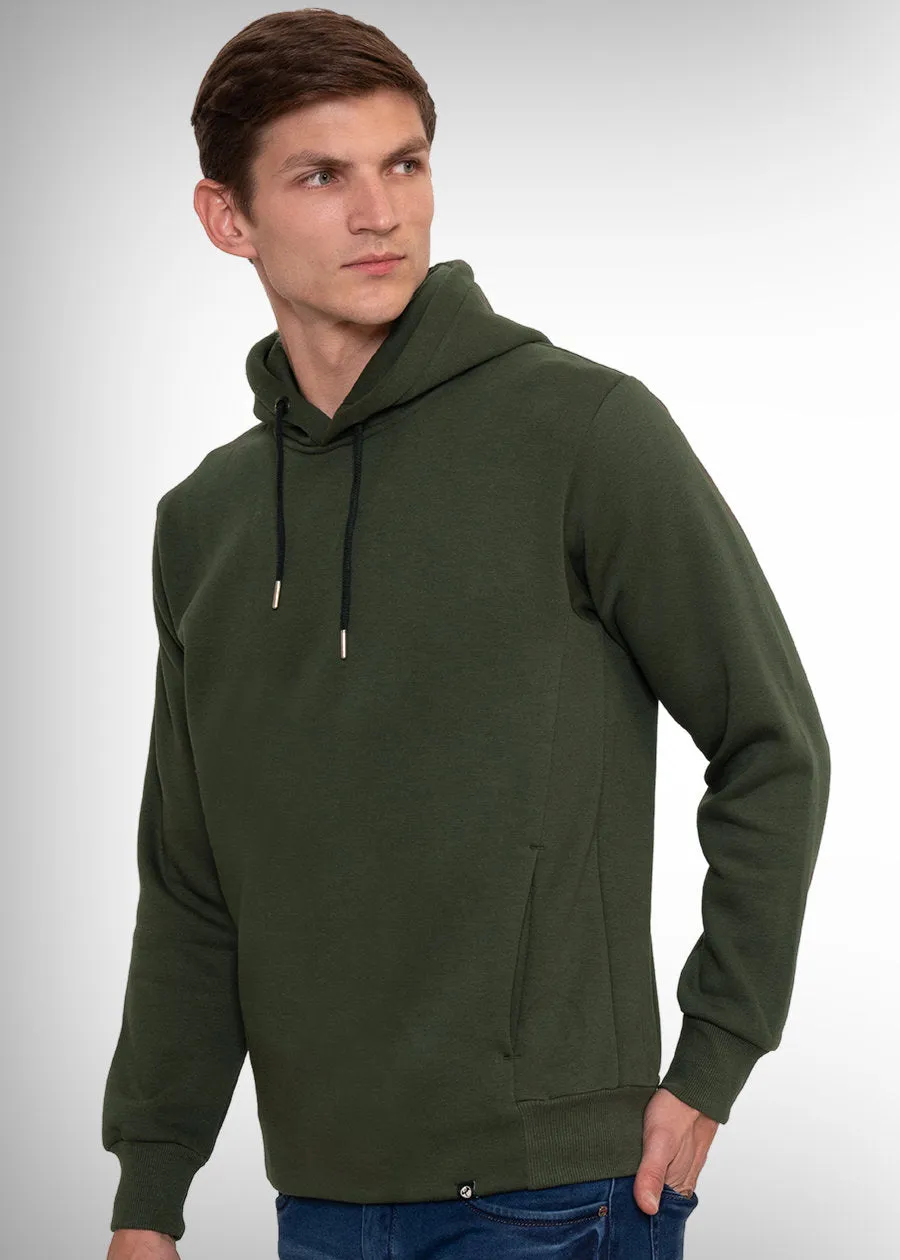 The Beatles Printed Men Fleece Hoodie Sweatshirt: Forest Green