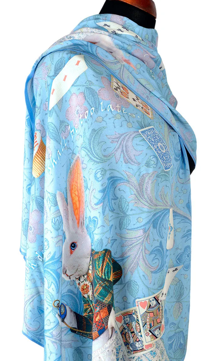 The White Rabbit, sky blue version, soft viscose scarf/wrap.